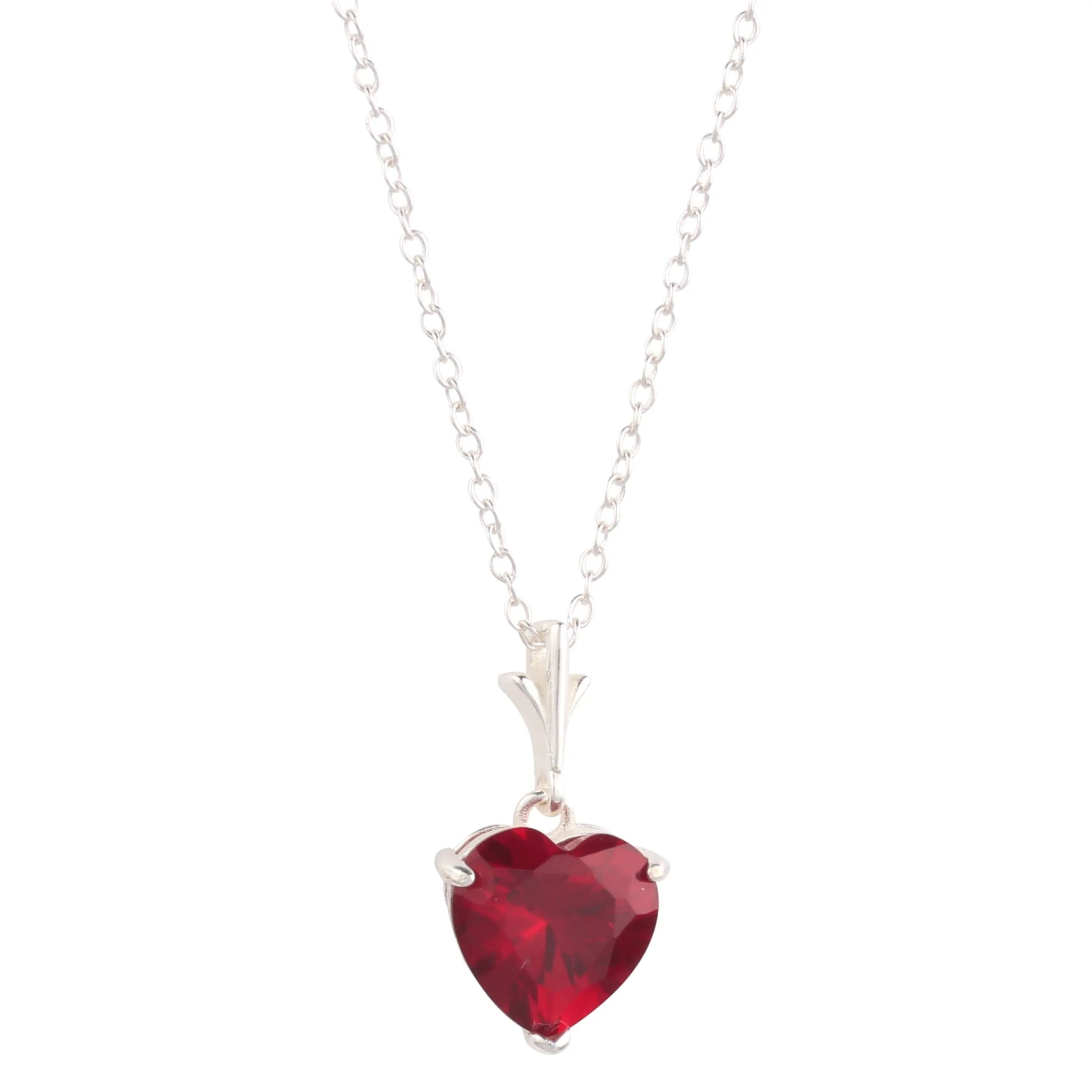 925 Sterling Silver Necklace Red Heart Pendant