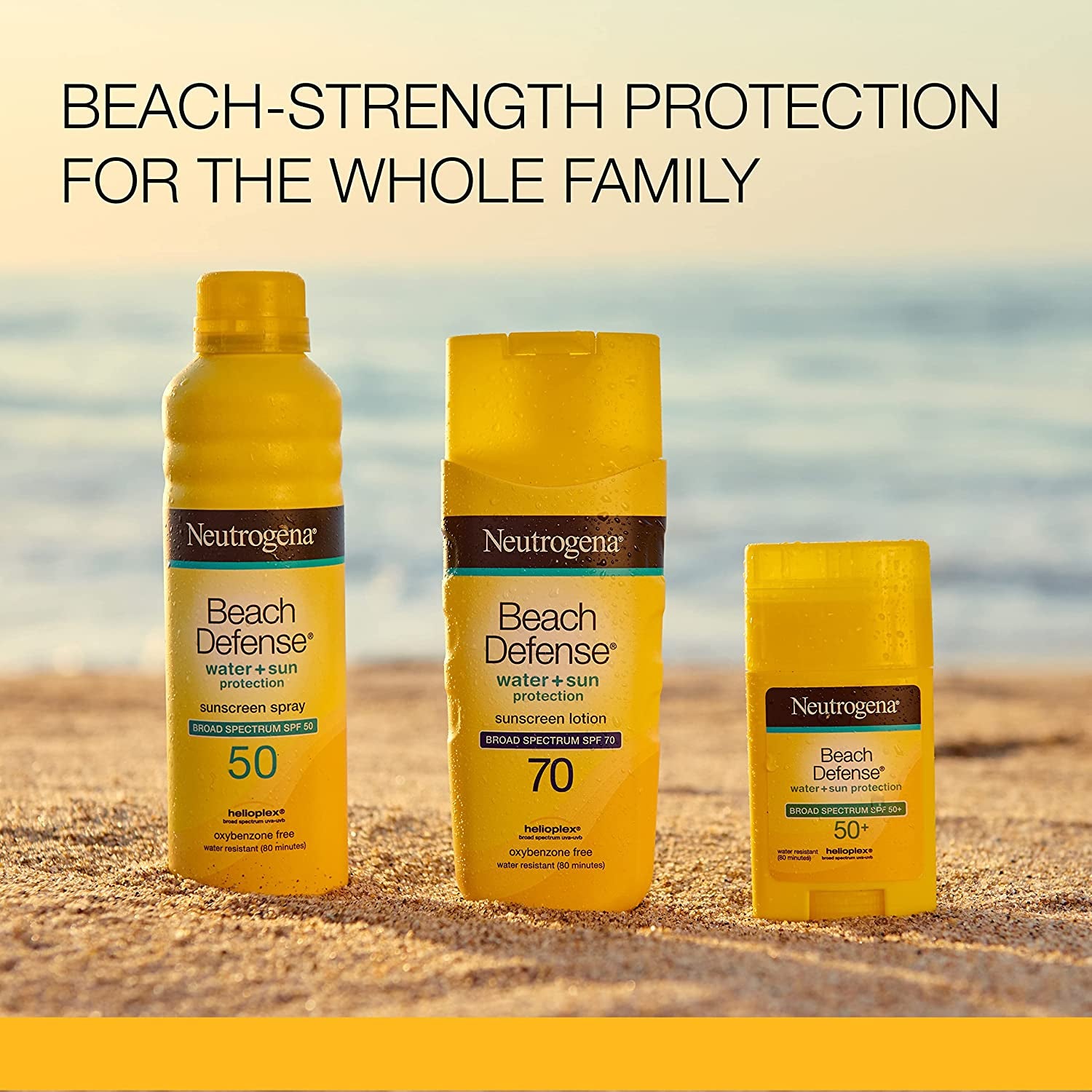 Beach Defense Water Resistant Sunscreen Body Lotion with Broad Spectrum SPF 70, Oil-Free and Fast-Absorbing, 6.7 Oz