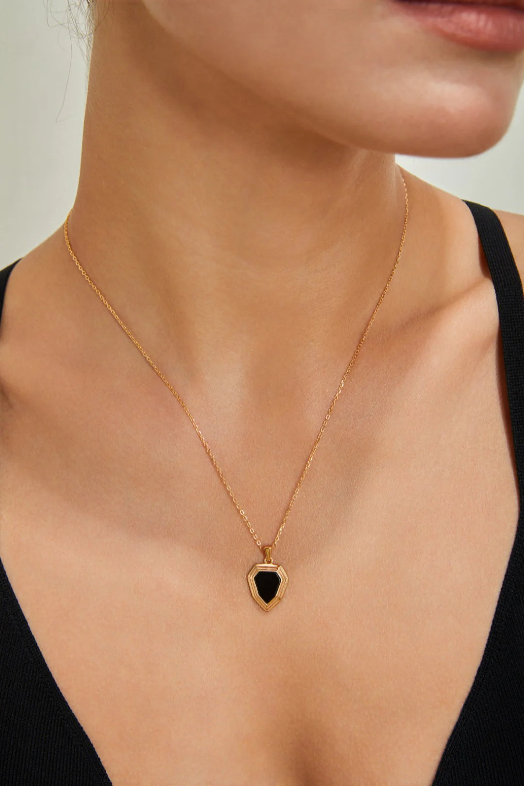 Black Onyx Shield Necklace