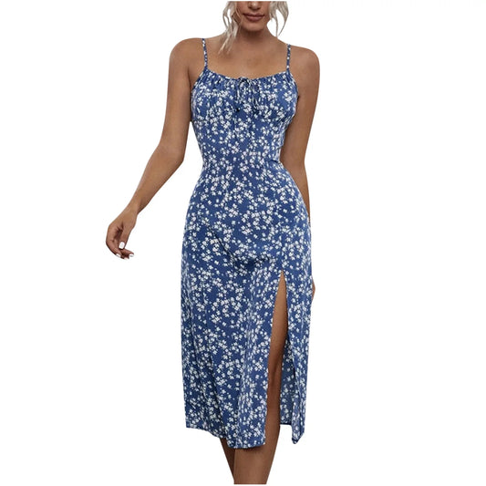 My Orders Placed Women Dresses Clearance under 10 Womens Summer Dresses 2024 Sleeveless Milkmaid Dress Cami Floral Dress with Slit Cute Vacation Dresses Summer Outfits for Women 2024